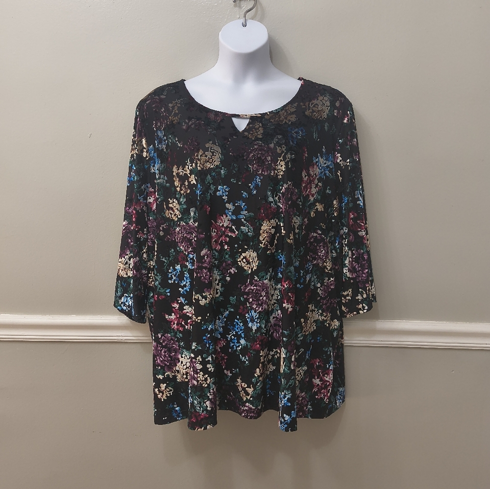 Catherines Womens Fairy Grunge Whimsigoth Velvet Burnout Top Sz 4X Holiday